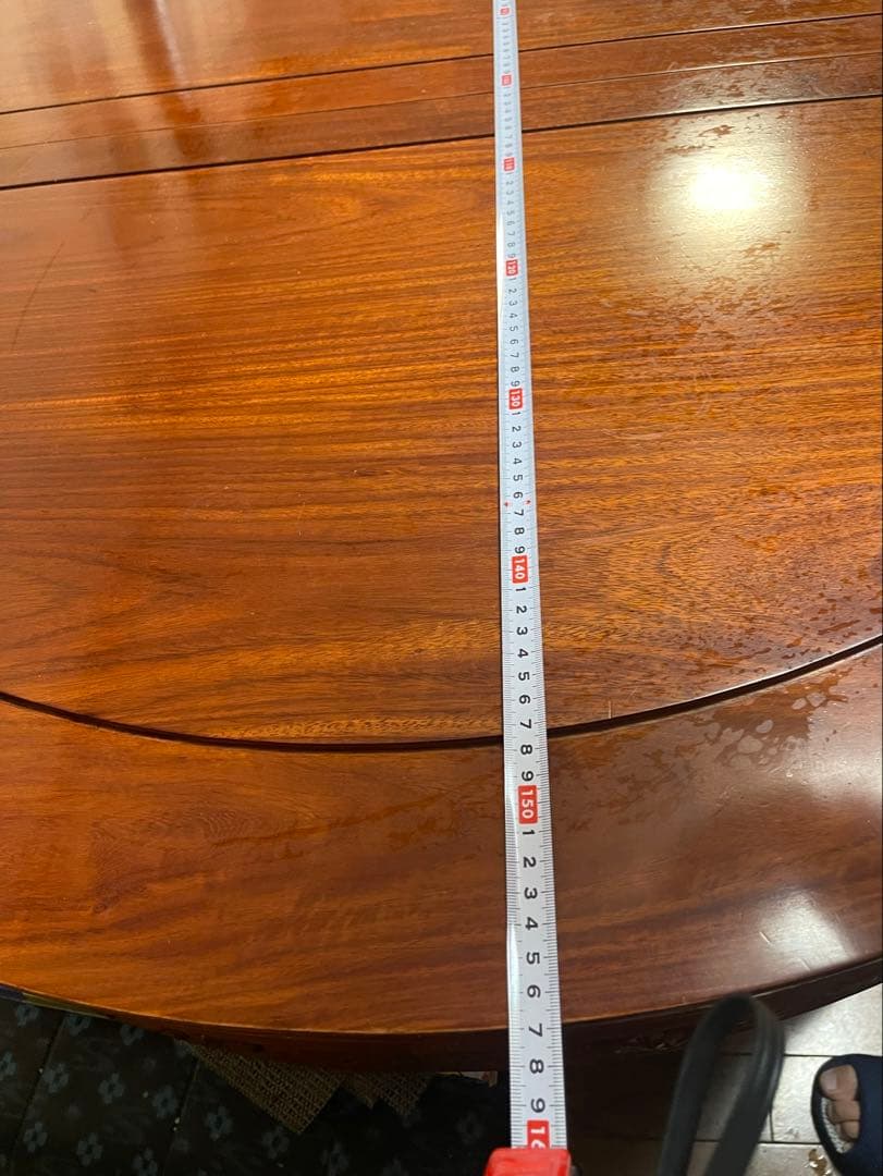 中国美術 ダイニング7点セット 花梨材 無垢 彫刻 アンティーク調 伸長式