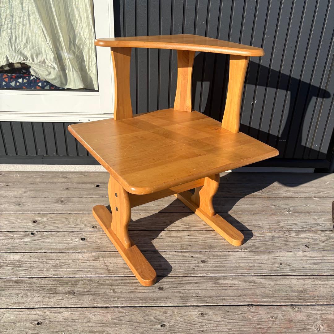 北欧レトロ 天然木製 コーナーラック 2段 サイドテーブル ナチュラル 収納棚