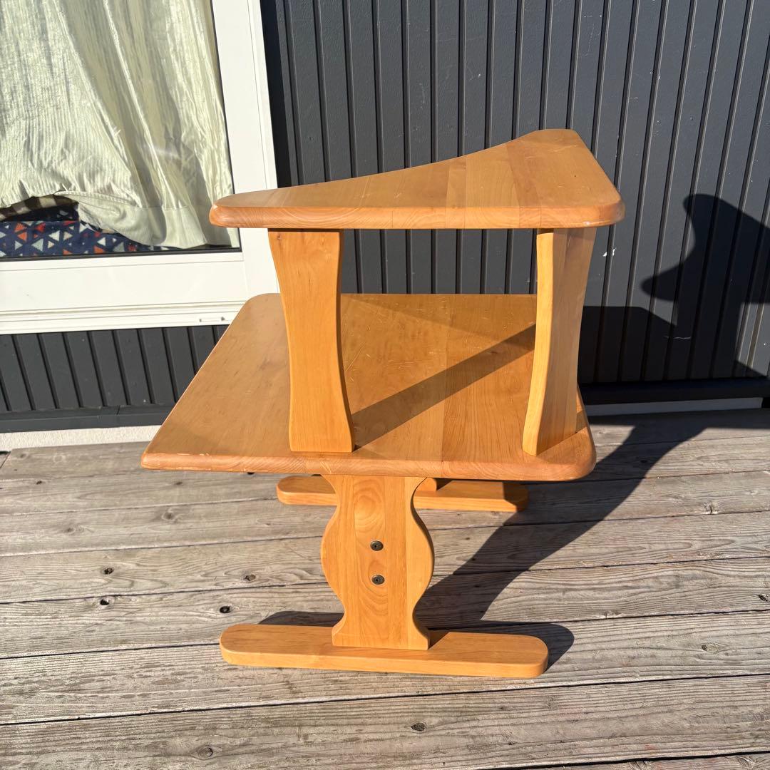 北欧レトロ 天然木製 コーナーラック 2段 サイドテーブル ナチュラル 収納棚