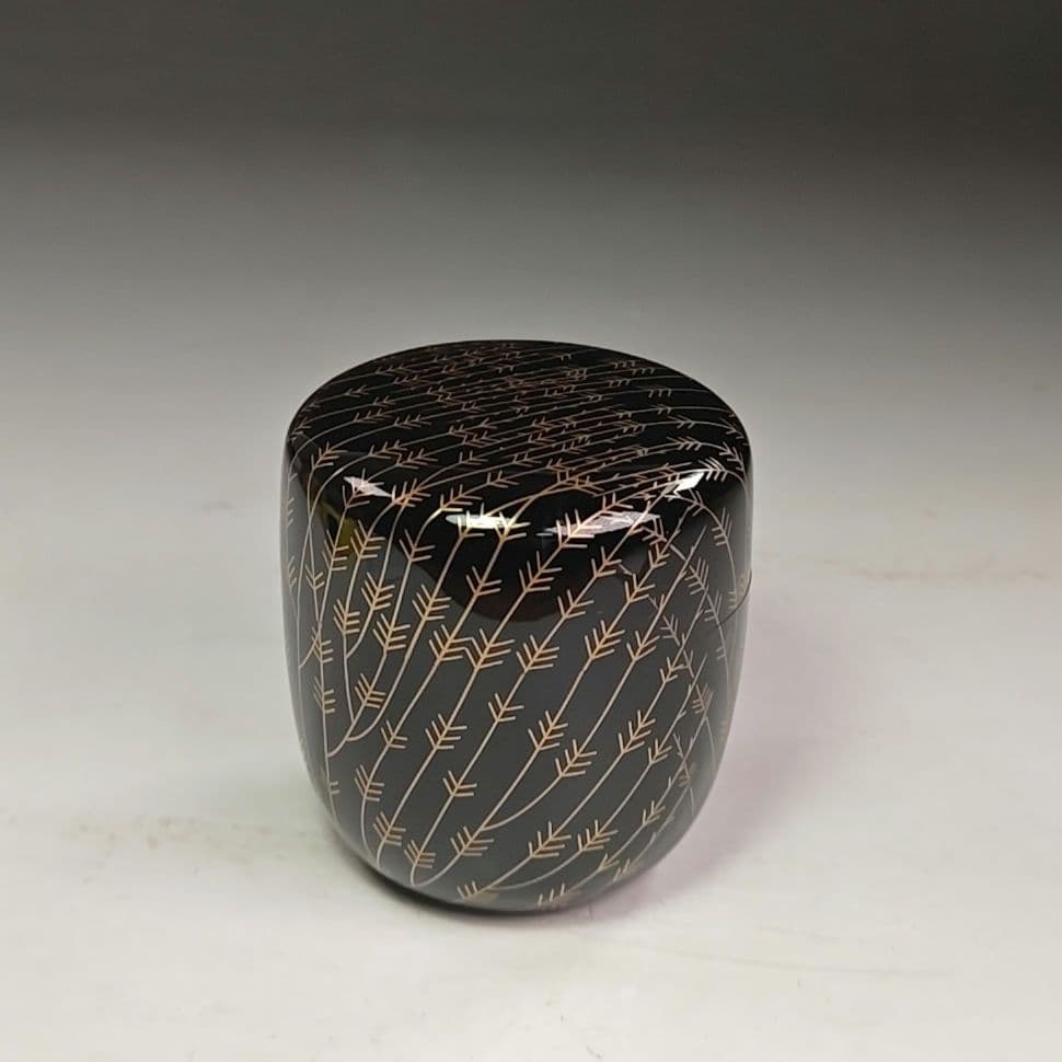 イ970 棗『若島丈久　宇内作』『芽張柳　棗　共箱』漆塗　蒔絵　茶道具