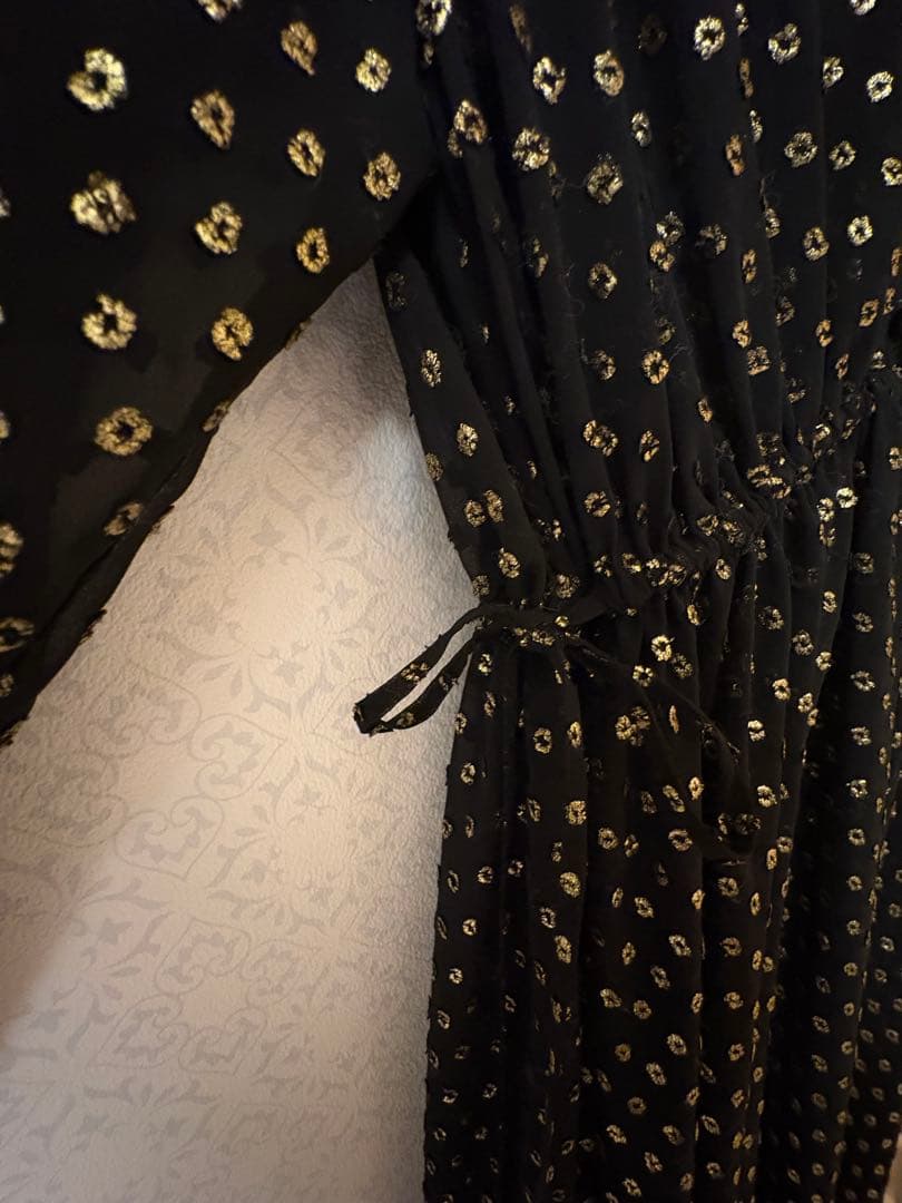 noble 【着用一回のみ】ブラック ドット柄 マキシワンピース