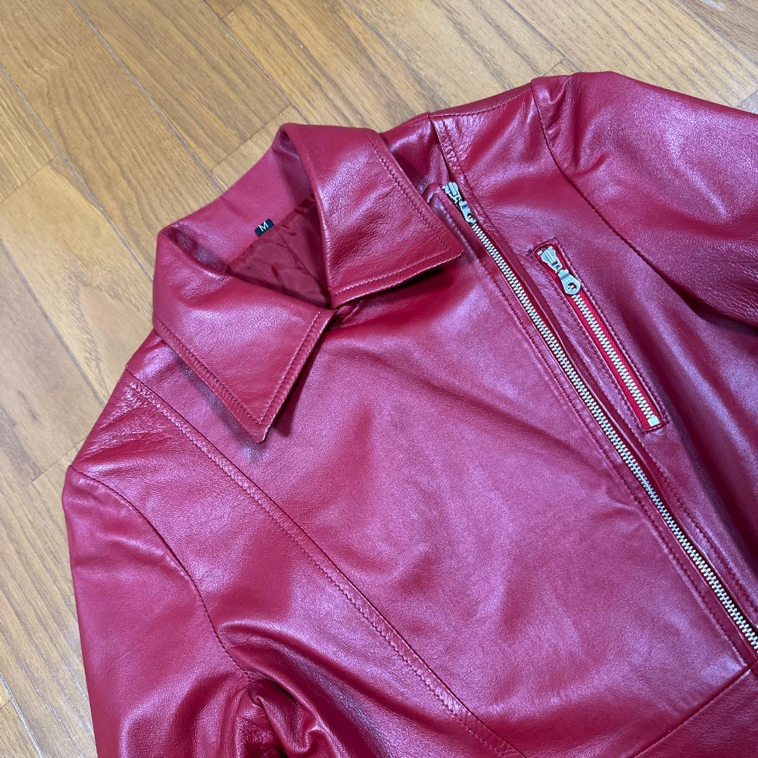 ライダースレザージャケット レディース　Mサイズ 赤色　美品！