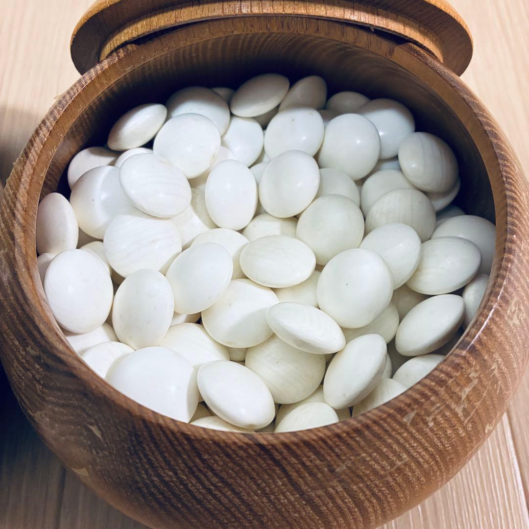 【状態良好】蛤碁石 那智黒碁石　極厚38号〜40号　碁笥　セット