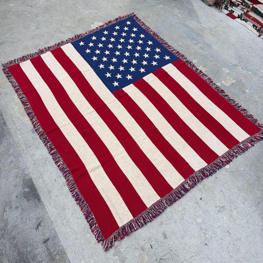 国旗　星条旗　マルチカバー　ソファカバー　ヴィンテージラグ　128x166