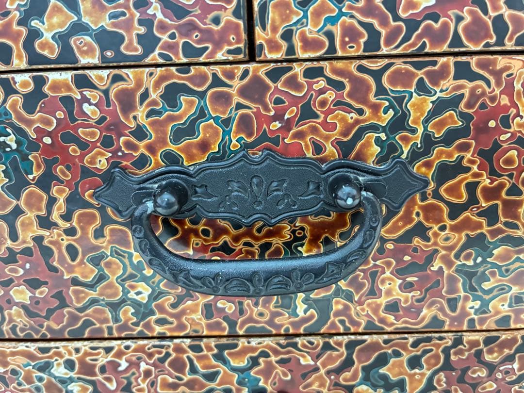 津軽塗 三段小引き出し 古道具 漆塗り 和モダン収納