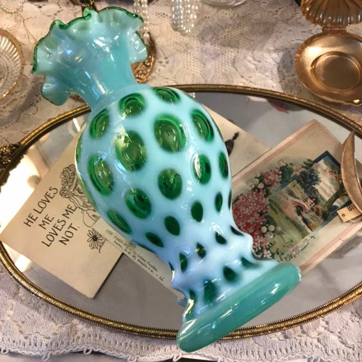 Antiqueフェントン40's～50's緑Fentonドットアンティーク