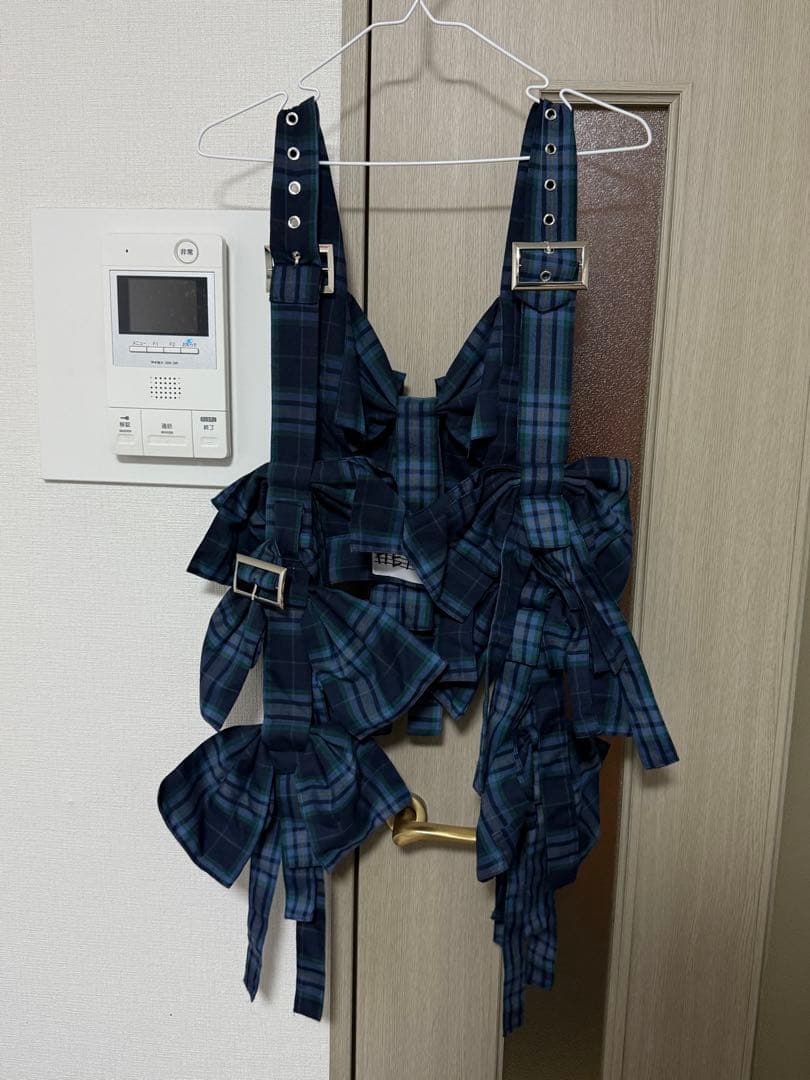 HEIHEI チェック リボンハーネス　紺　青