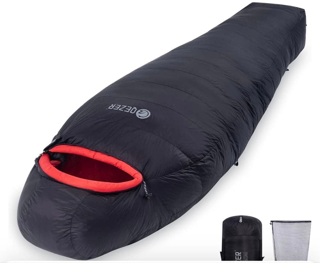 QEZER 寝袋 冬用 シュラフ -25℃15℃収納サイズ 1000g