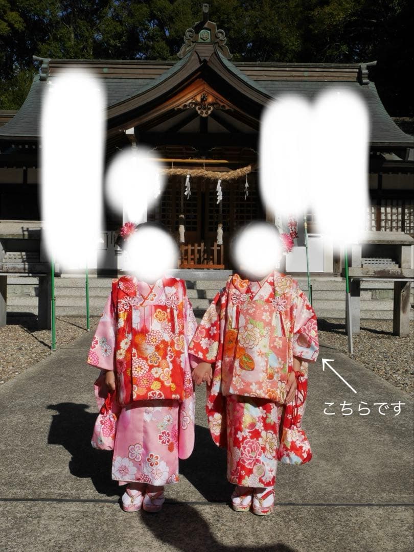 七五三 ３歳 女の子 着物セット 被布 フルセット 9点セット 赤 朱色 花柄