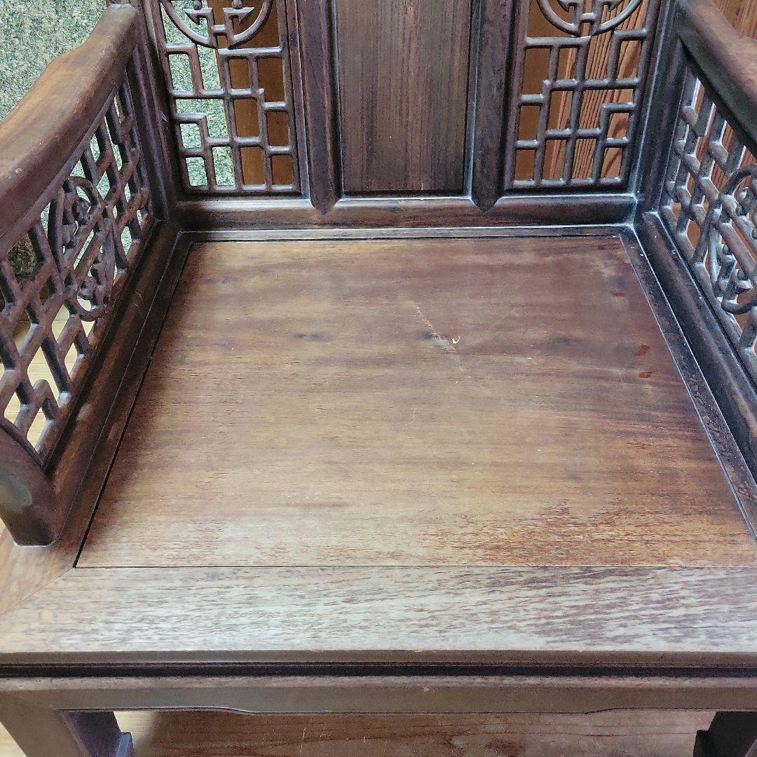 【貴重】アンティークチェア 唐木 中国 花梨 螺鈿 花鳥図 レトロ