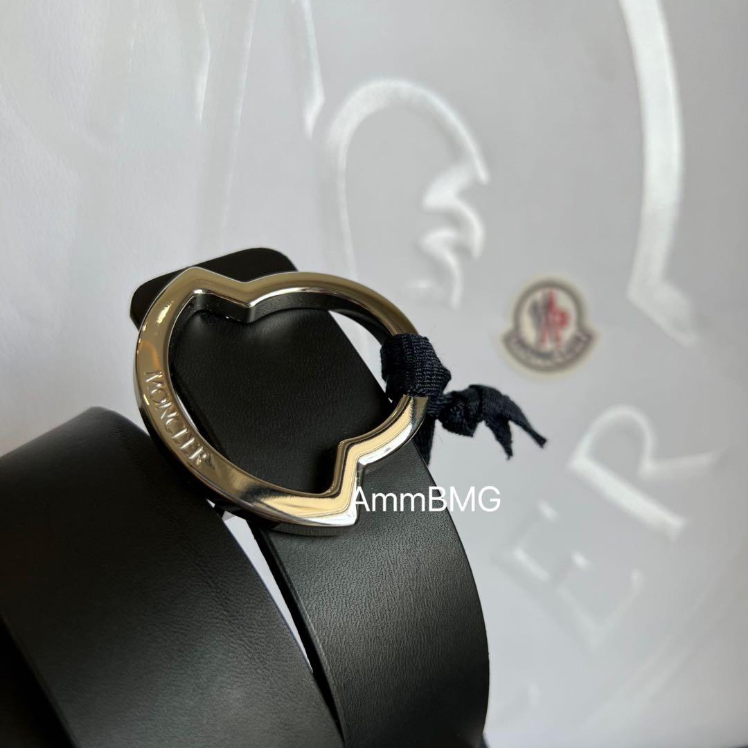 新品 Moncler モンクレール シルバー ロゴバックル メンズベルト 48