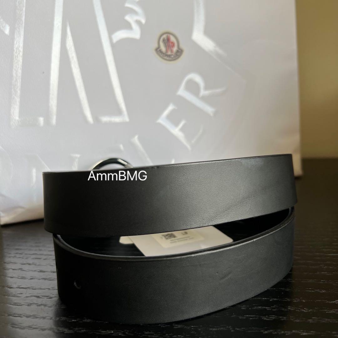 新品 Moncler モンクレール シルバー ロゴバックル メンズベルト 48