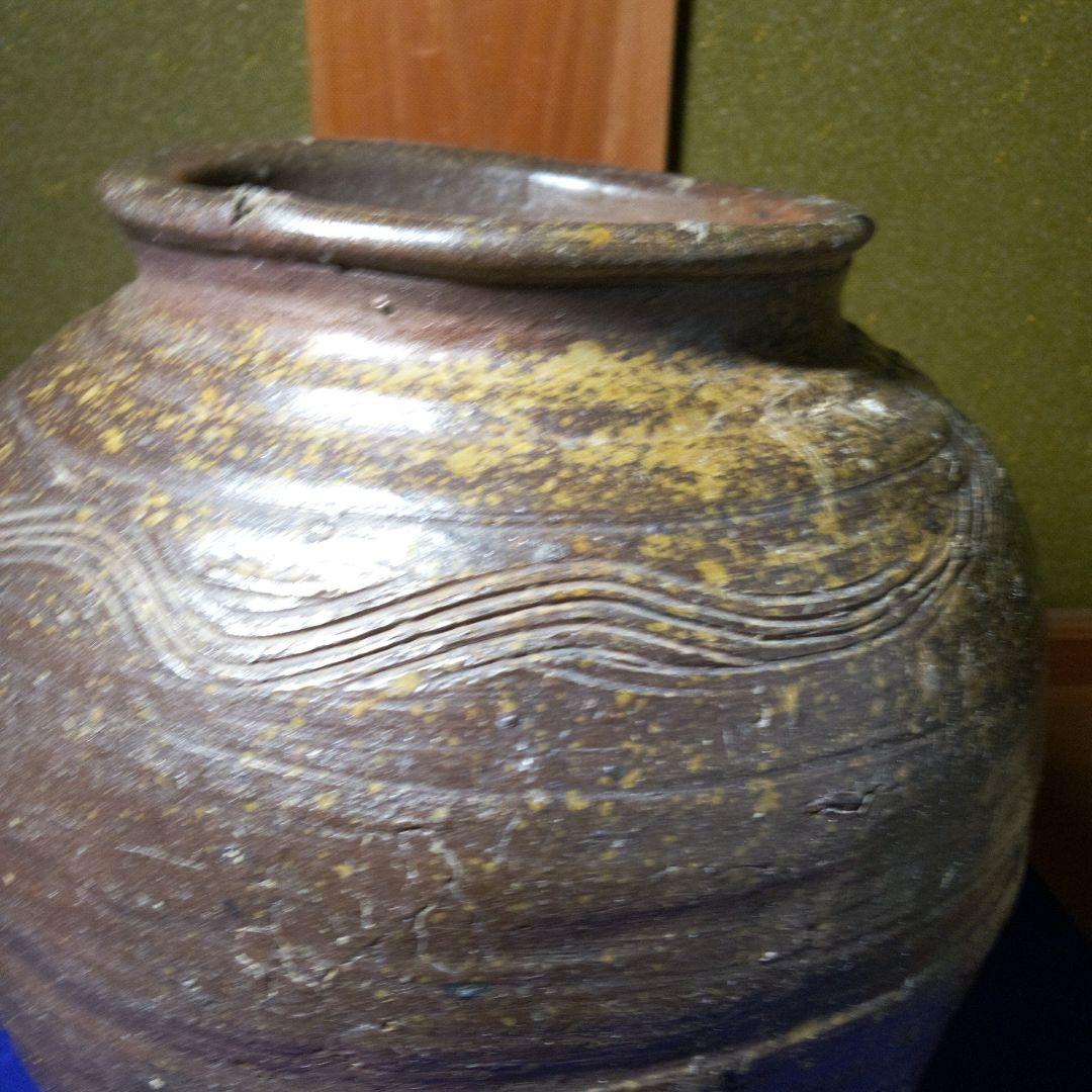 古備前室町時代波状紋茶壺