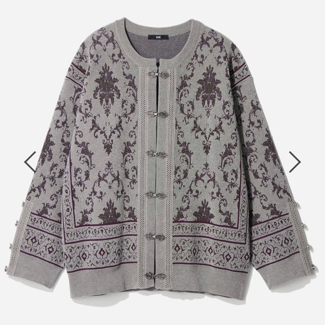 【未使用品✨】メタルボタンダマスクニットカーディガン HARE ハレ グレー
