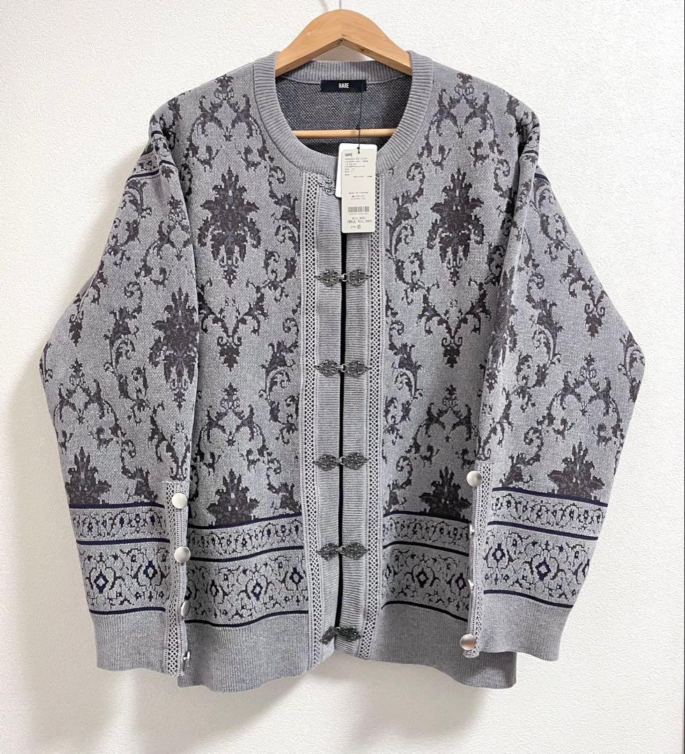 【未使用品✨】メタルボタンダマスクニットカーディガン HARE ハレ グレー