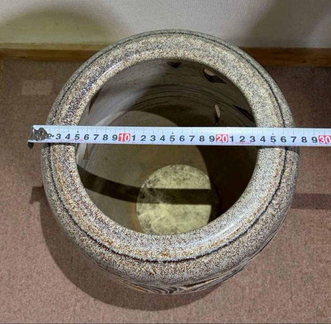 信楽焼 傘立て 唐草 透かし彫り 陶器製 玄関 インテリア