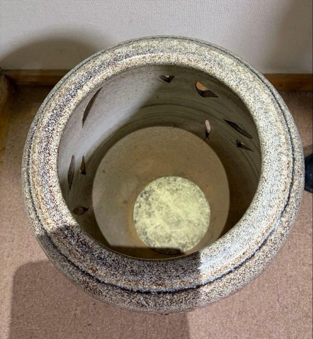 信楽焼 傘立て 唐草 透かし彫り 陶器製 玄関 インテリア
