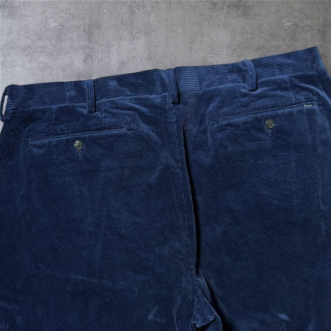 2111 美品ポロラルフローレンコーデュロイパンツ太畝クラシックフィット古着濃紺