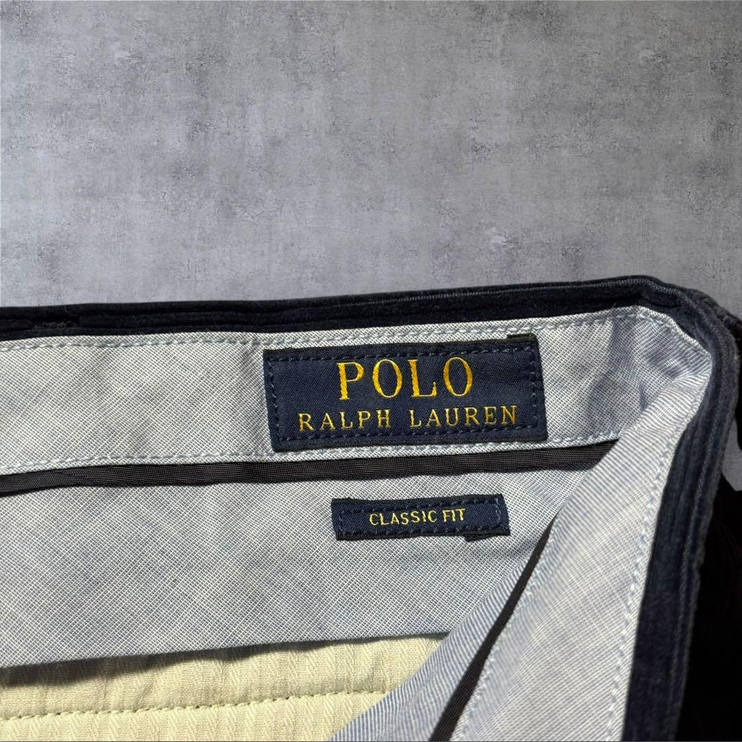 2111 美品ポロラルフローレンコーデュロイパンツ太畝クラシックフィット古着濃紺