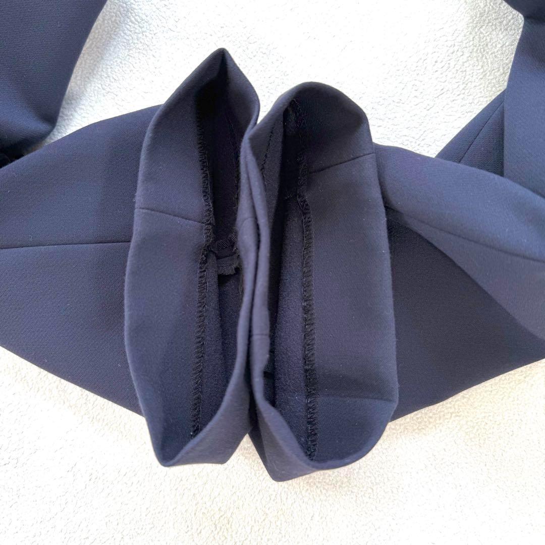 秋冬生地・L✨プラステ ノーカラー パンツ スーツ セットアップ ネイビー