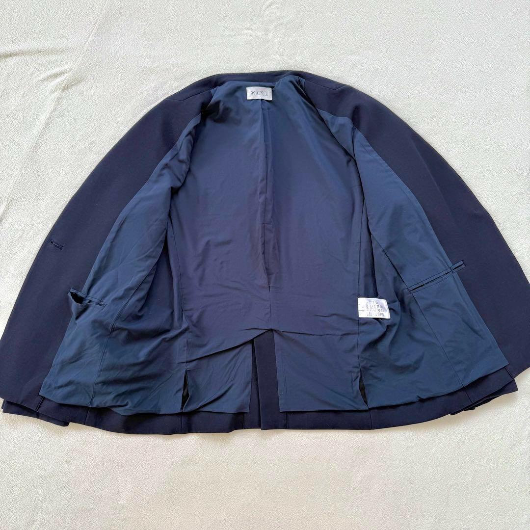 秋冬生地・L✨プラステ ノーカラー パンツ スーツ セットアップ ネイビー