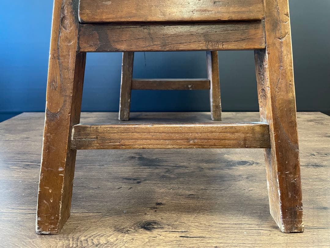 アンティーク 無垢材 引出し付　スツール　ベンチ　花台