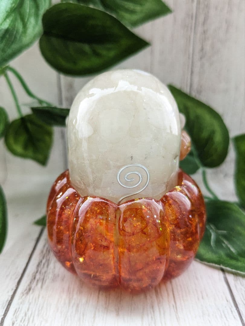 おばけちゃん形オルゴナイト２体とかぼちゃの入れ物のよくばりセット☆