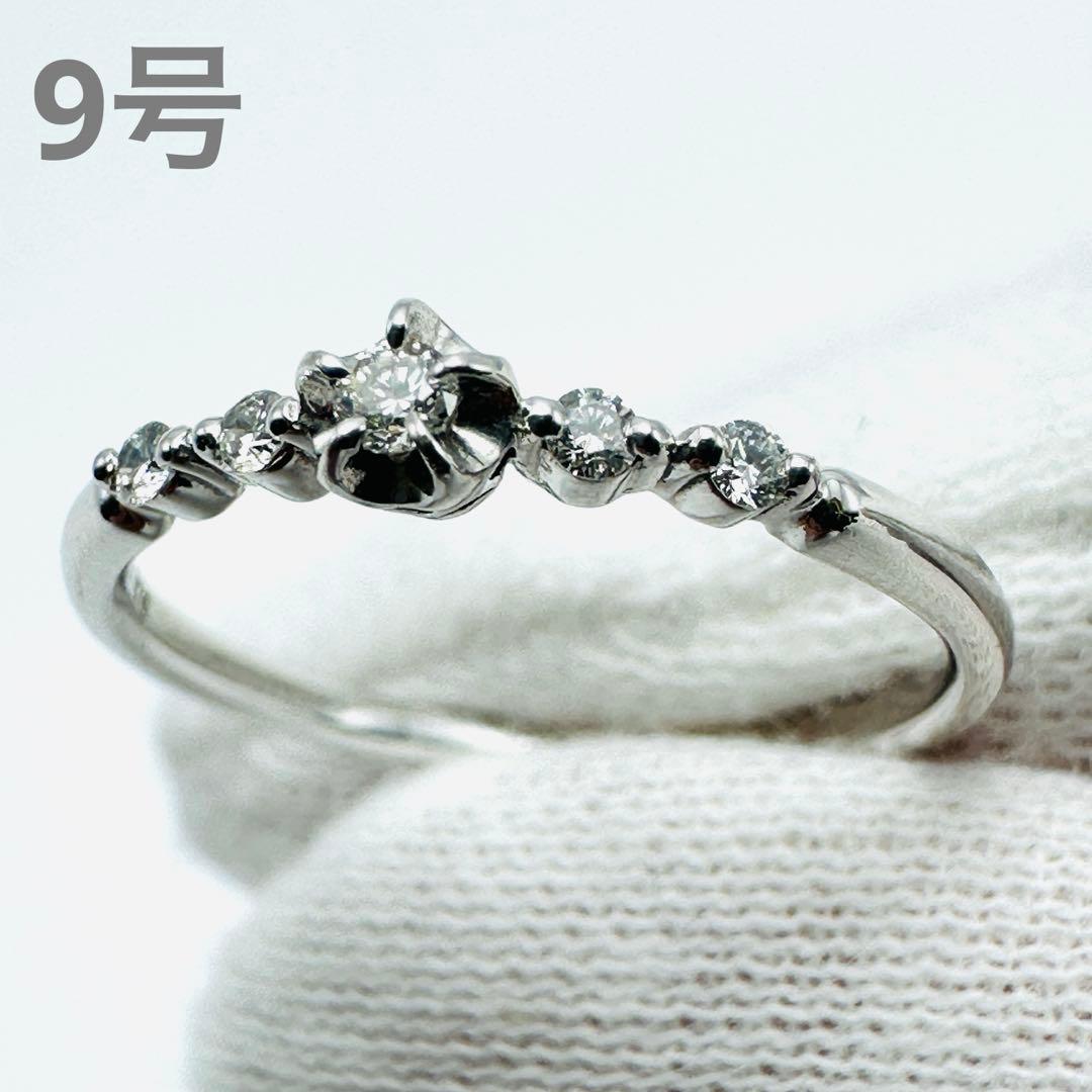 STAR JEWELRY K18 ダイヤモンド　リング　9号　0.07ct WG