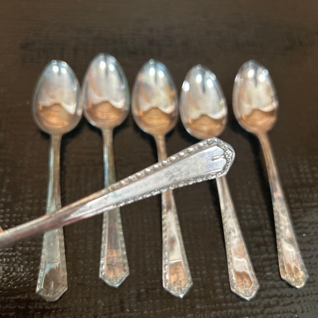 新品◆①尚美堂　純銀製スプーン 6本セット　昭和レトロ