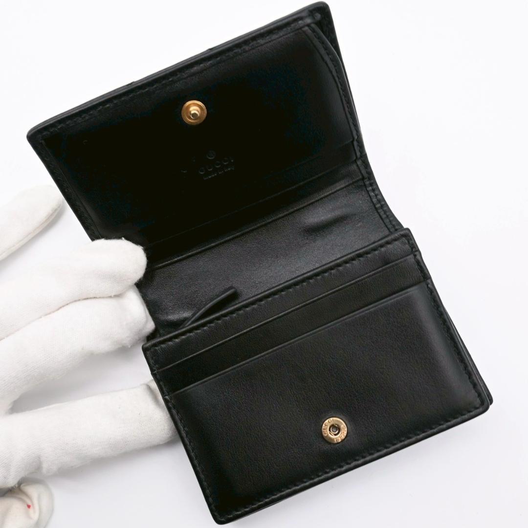 グッチ 折財布 カーフレザー GGマーモント コンパクト ブラック 黒 2452