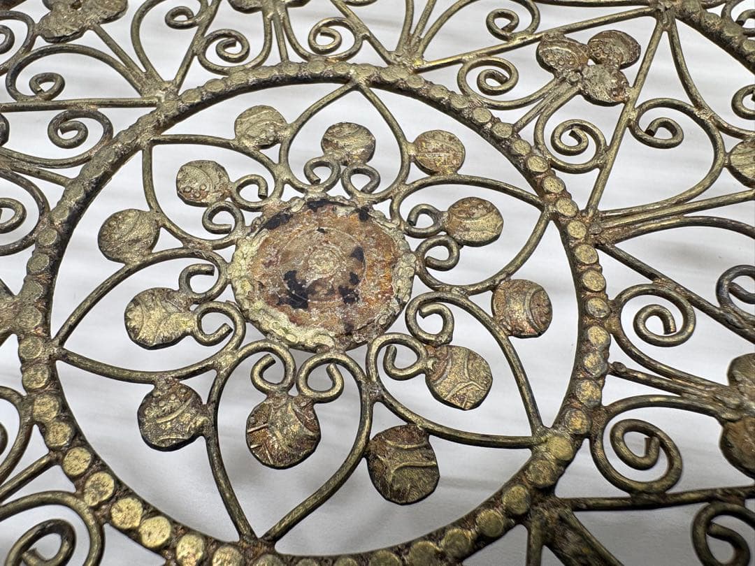 インド ファナム トラヴァンコール  フィリグリー 銀製 脚付き皿