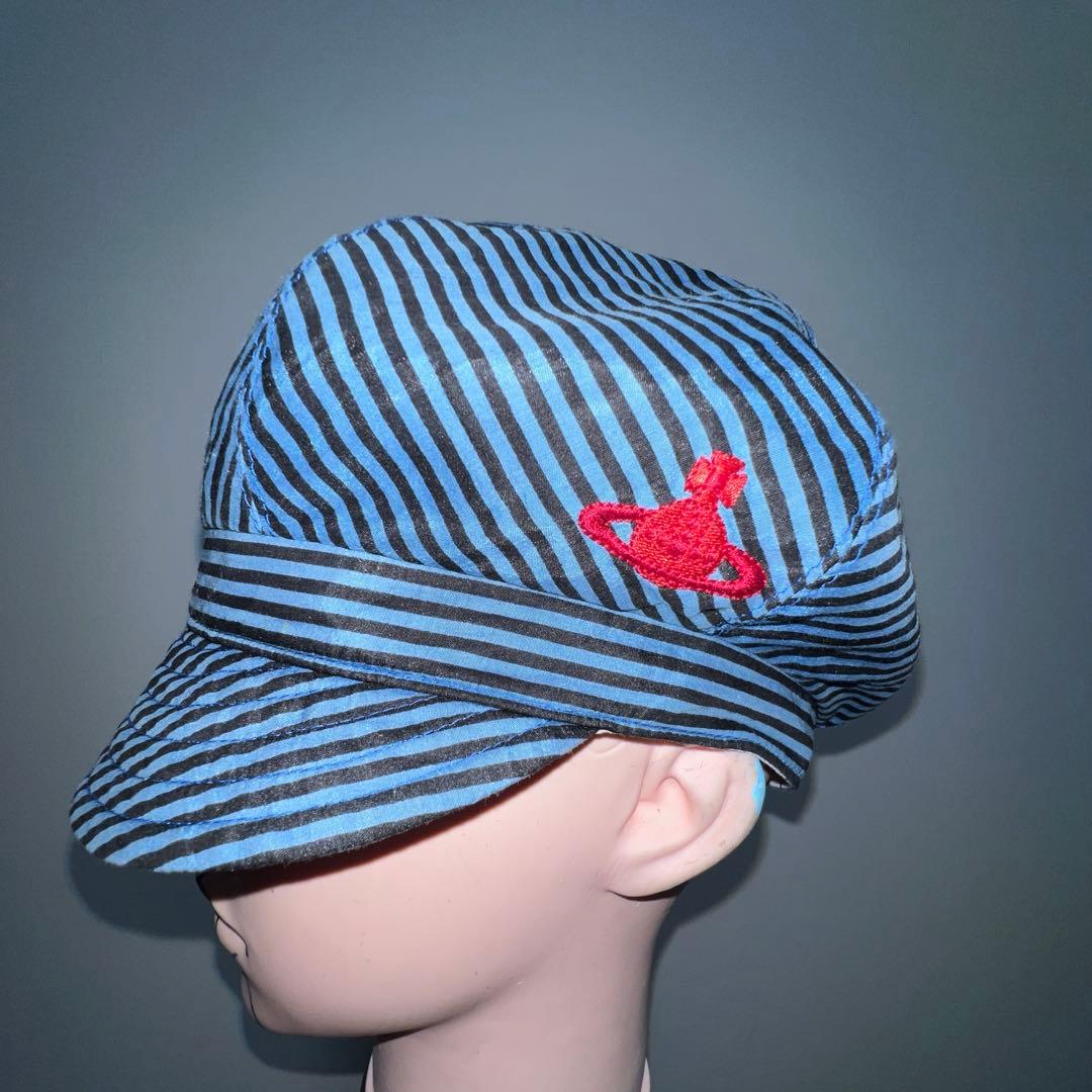 Vivienne westwood キャップ　青縞柄
