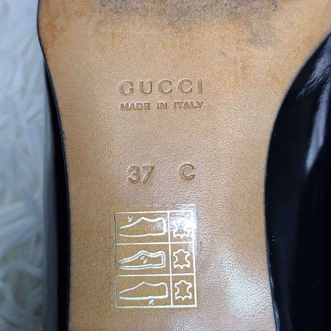 【GUCCI】ゴールド金具　スクエアトゥパンプス　ブラック