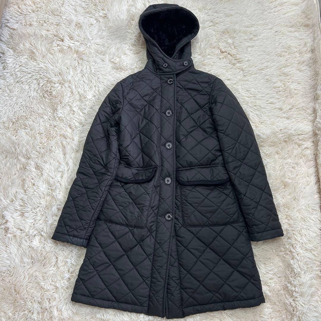 【美品】◆マッキントッシュ◆英国製 キルティングコート 裏地ボア 黒36