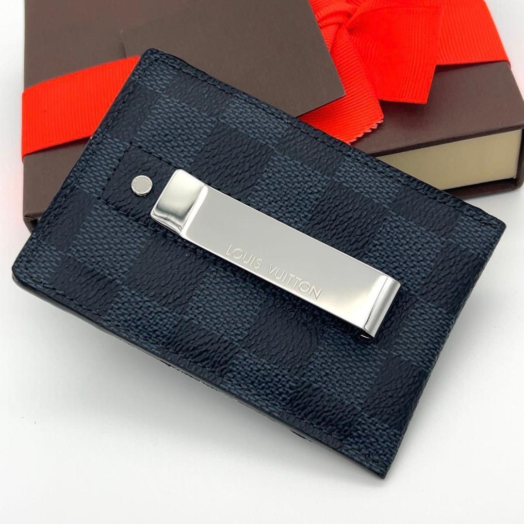 希少レア美品★ルイヴィトン マネークリップ ポルトカルトパンス ダミエコバルト