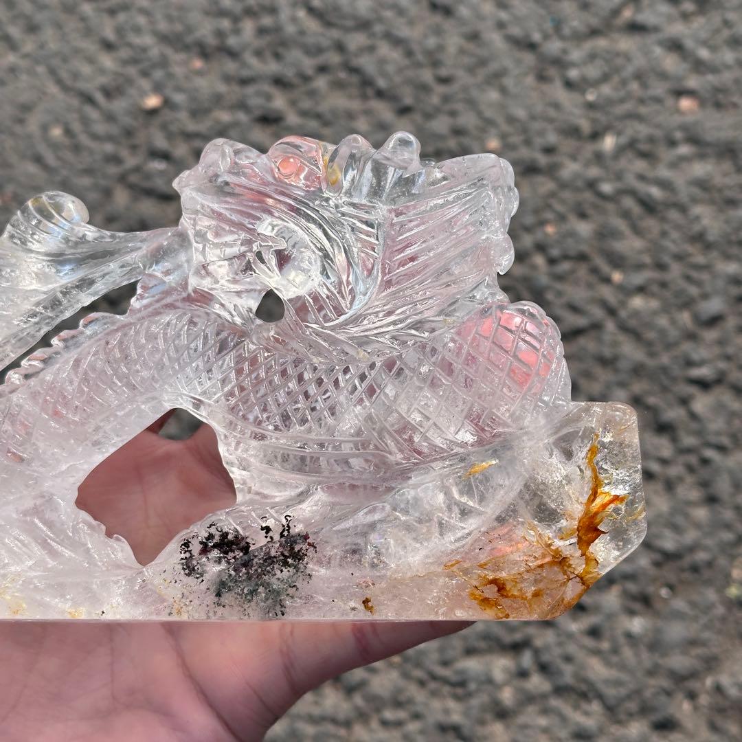 天然石水晶の龍　置物　ご購入前に在庫確認必要　G.217
