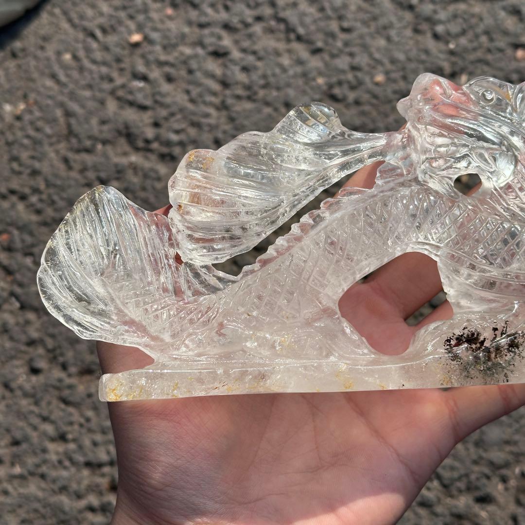 天然石水晶の龍　置物　ご購入前に在庫確認必要　G.217