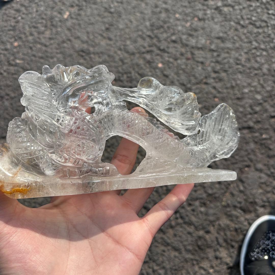 天然石水晶の龍　置物　ご購入前に在庫確認必要　G.217