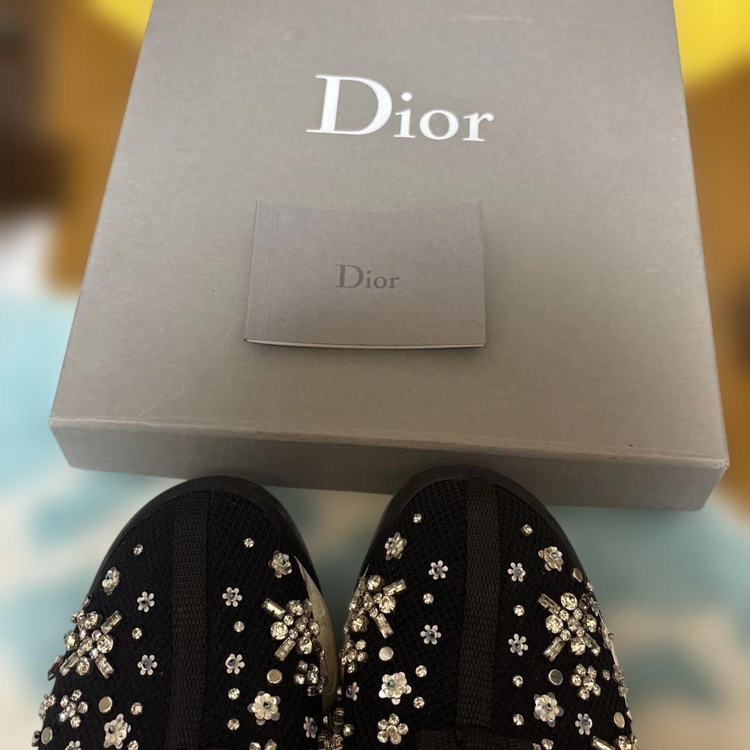 Dior fusionビジュー付きブラックスニーカー