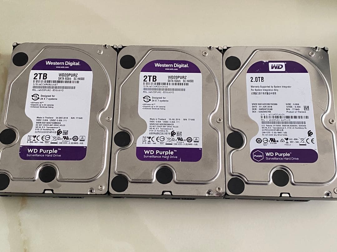 WD 3.5インチHDD 2TB 3台セット