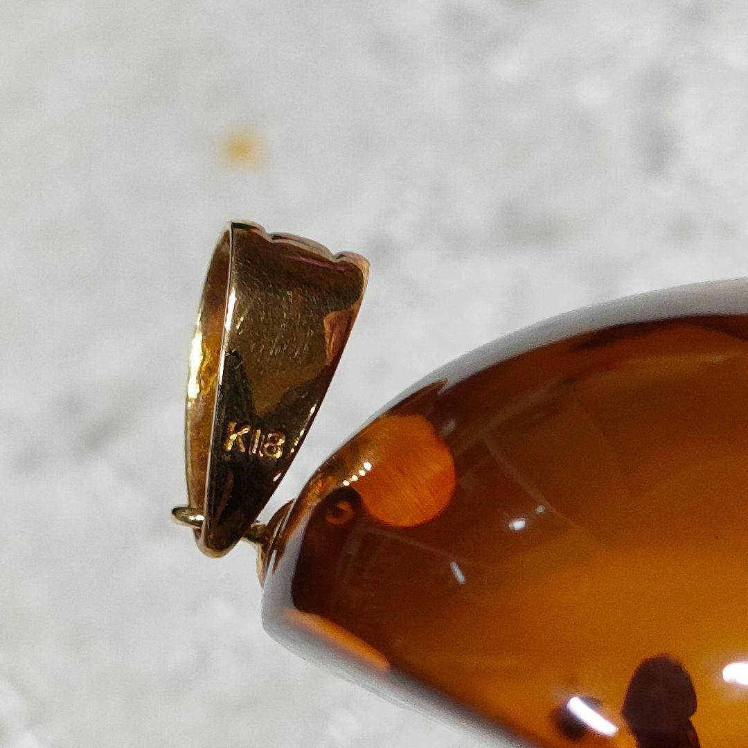 2X30　Amber　琥珀　K18金　ペンダントトップ