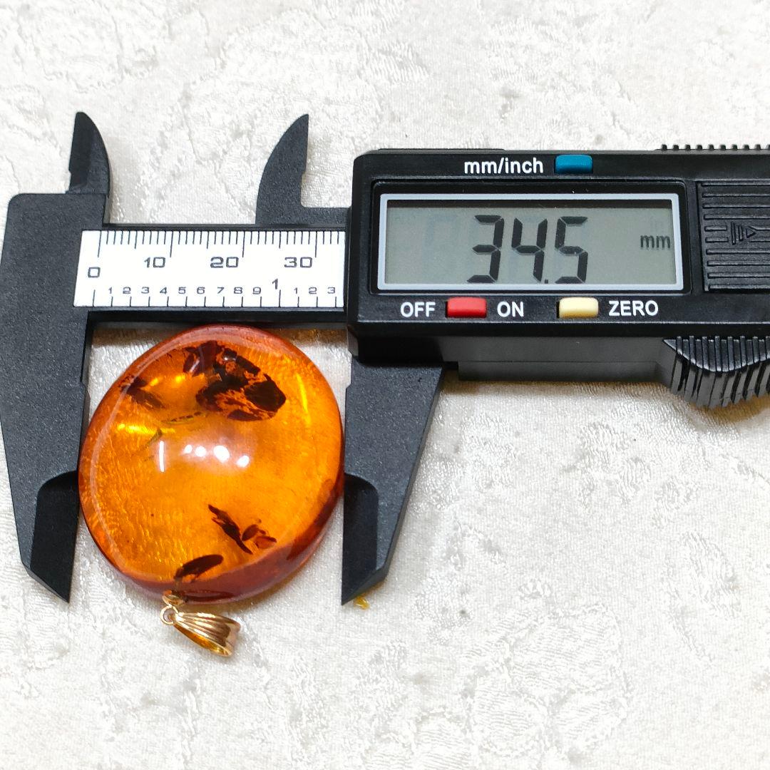 2X30　Amber　琥珀　K18金　ペンダントトップ