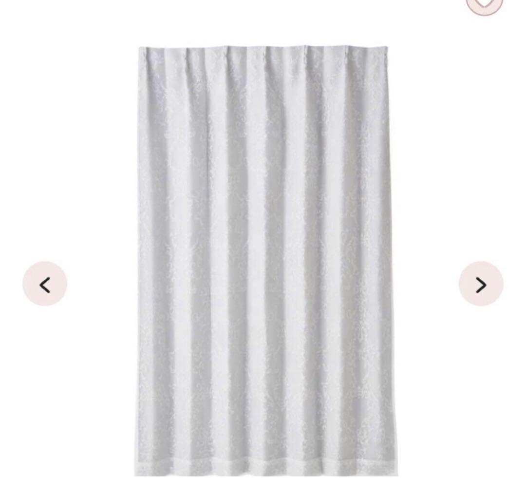 ホワイト・ダークグレー レース付きカーテン