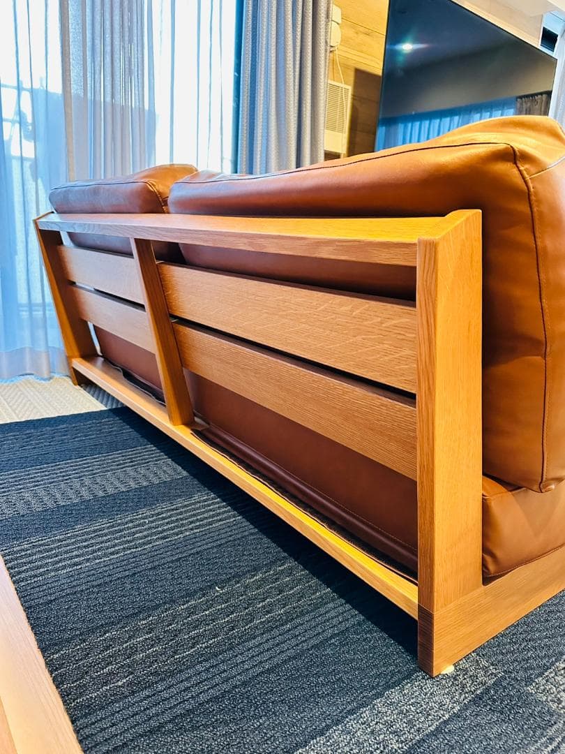 【リビングハウス】ソファ＋オットマン（お部屋がスッキリ広く見えるローソファ）