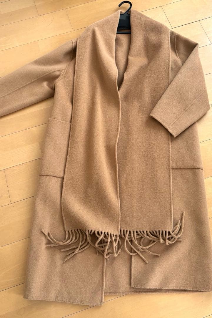 ミラオーウェン　 フリンジストール付接結ロングコート