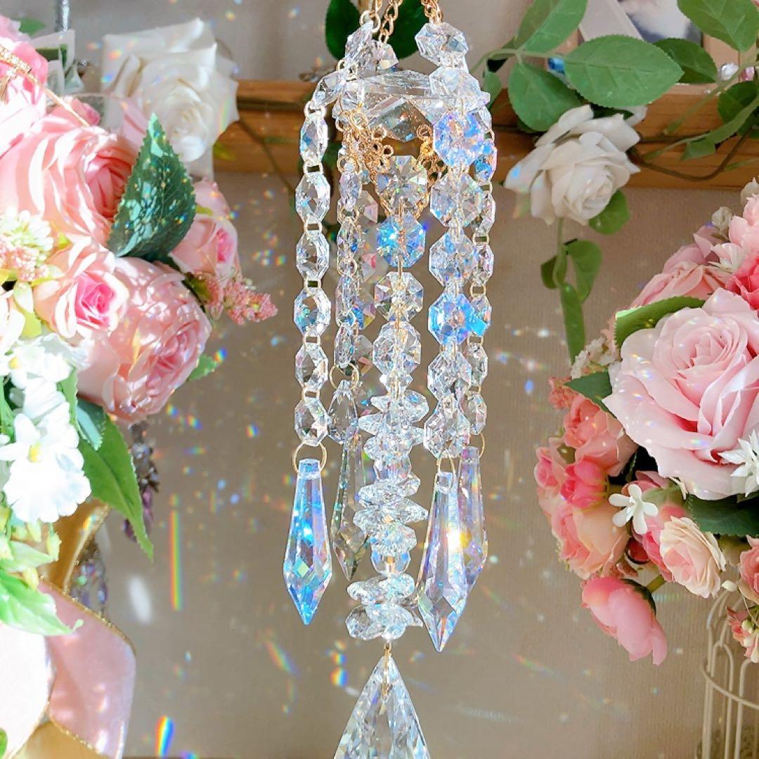 スワロフスキー♡クリスタル89㎜レイジアント♡シャンデリア風サンキャッチャー♡