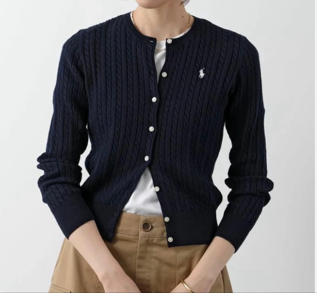 ポロラルフローレンPOLO RALPH LAURENケーブルカーディガンネイビー