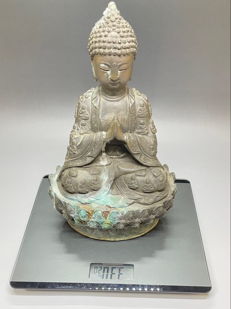 合掌菩薩像坐像　仏像　如来　細密細工　銅製　w719