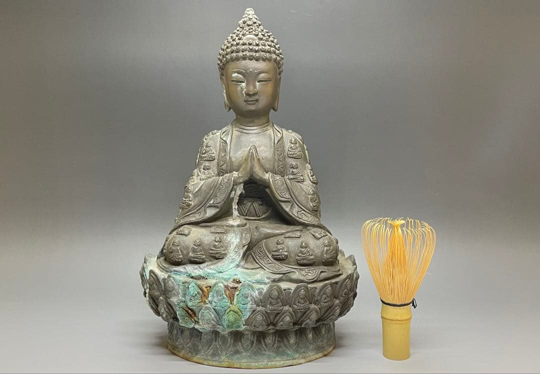 合掌菩薩像坐像　仏像　如来　細密細工　銅製　w719