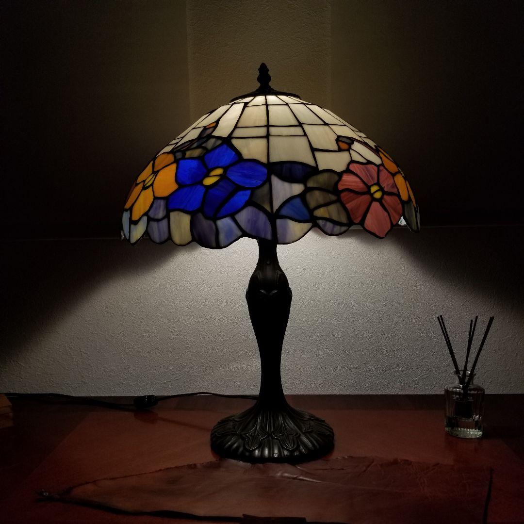 ステンドグラス テーブルランプ ハンドメイド品4357
